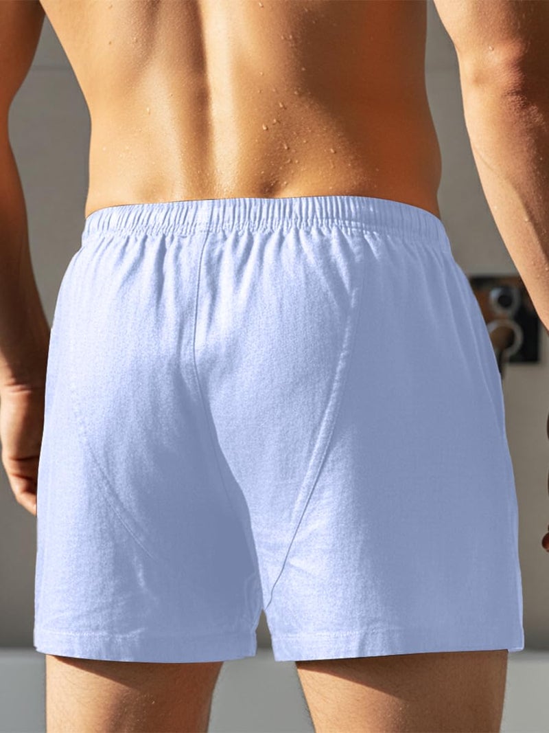 LUFT Mens Boys Man Linen Soft Stretch Comfortable Comfort Elastic Waistband Breathable Low Rise Classic Functional Seamless Casual Trunks Briefs Underpants Underwear Boxer Shorts, Light Blue Large - Image 5